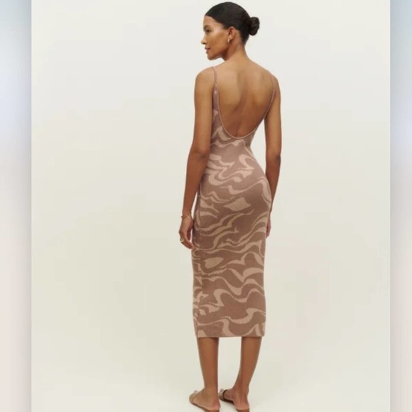 Reformation Brown and Cream Midi Dress - Picture 5 of 5